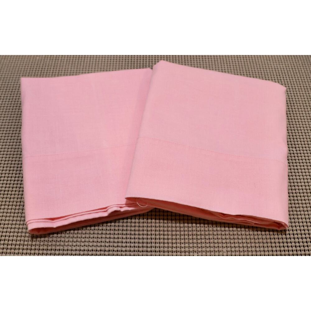 Mohawk Pillowcases Pink 50/50 Cotton Poly 42x36 Lot of 2 No Iron Muslin USA